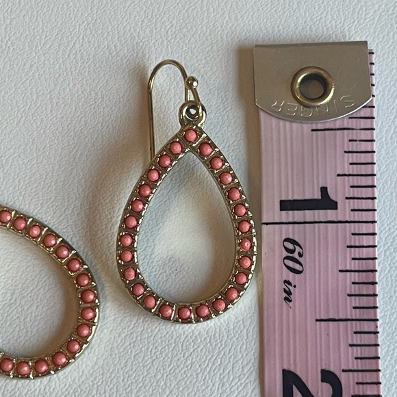 Elegant Gold and Coral beaded Teardrop Earrings - Picture 6 of 6